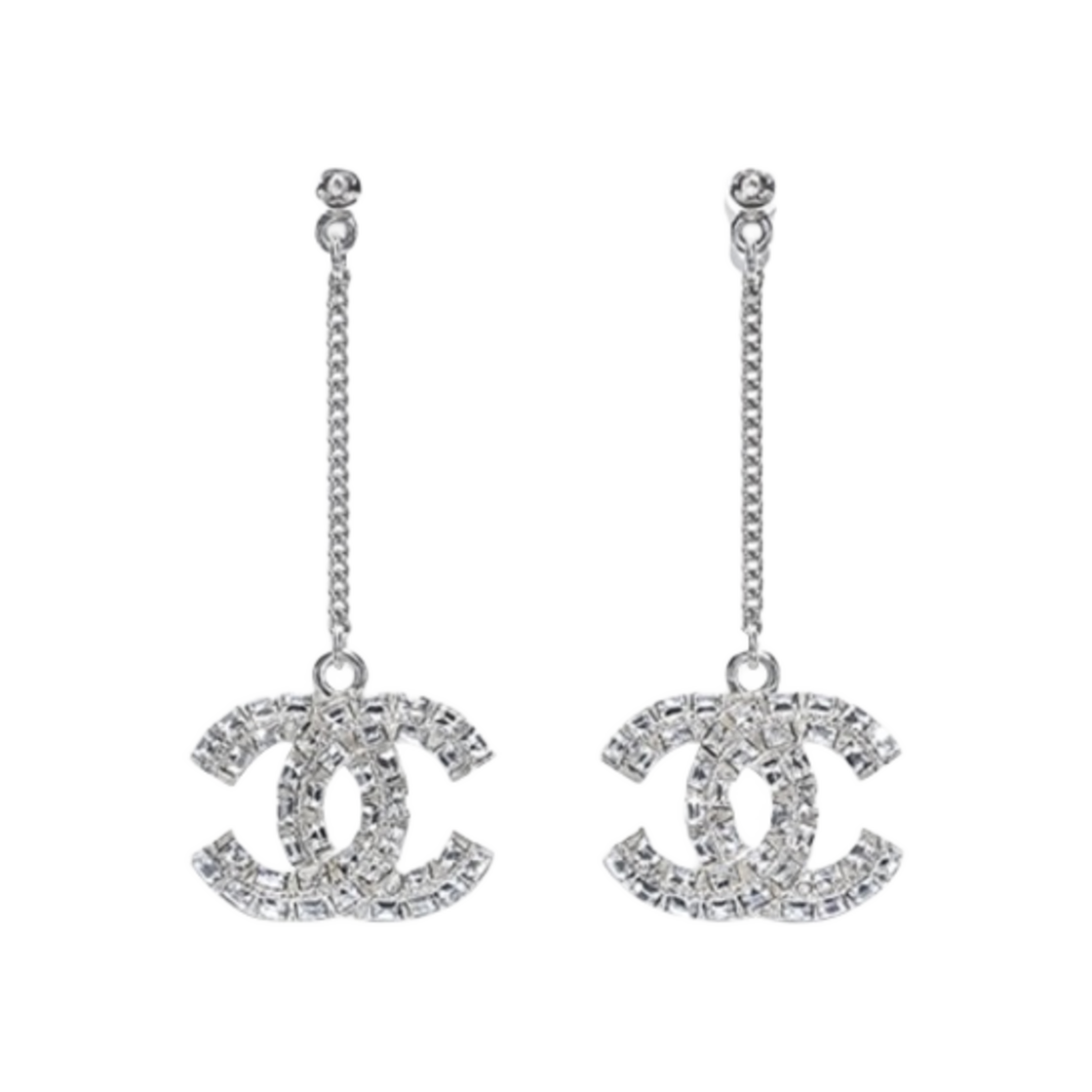 (W) 샤넬 이어링 메탈 스트라스 & 실버 크리스탈((W) Chanel Earrings Metal Strass & Silver Crystal) - 1