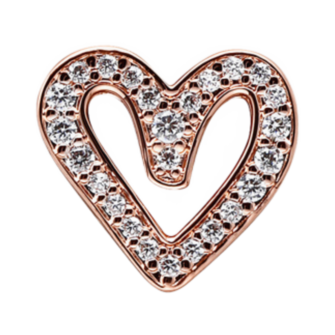 (W) 판도라 스파클링 프리핸드 하트 참 로즈 골드 플래팅 클리어((W) Pandora Sparkling Freehand Heart Charm Rose Gold Plated Clear) - 1