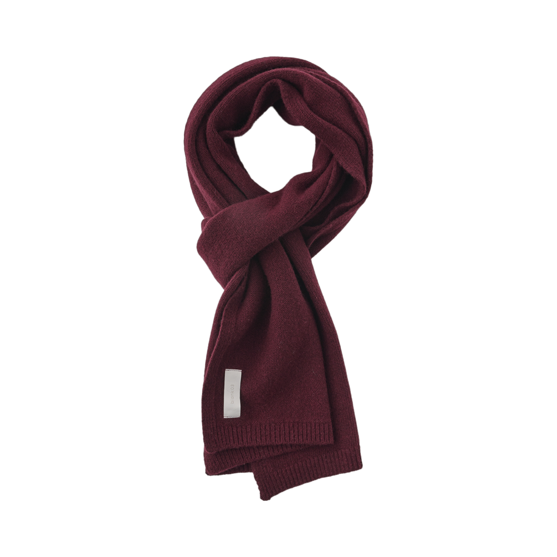 24WTAC001BU Blank03 Cashmere Blend Knit Muffler Burgundy