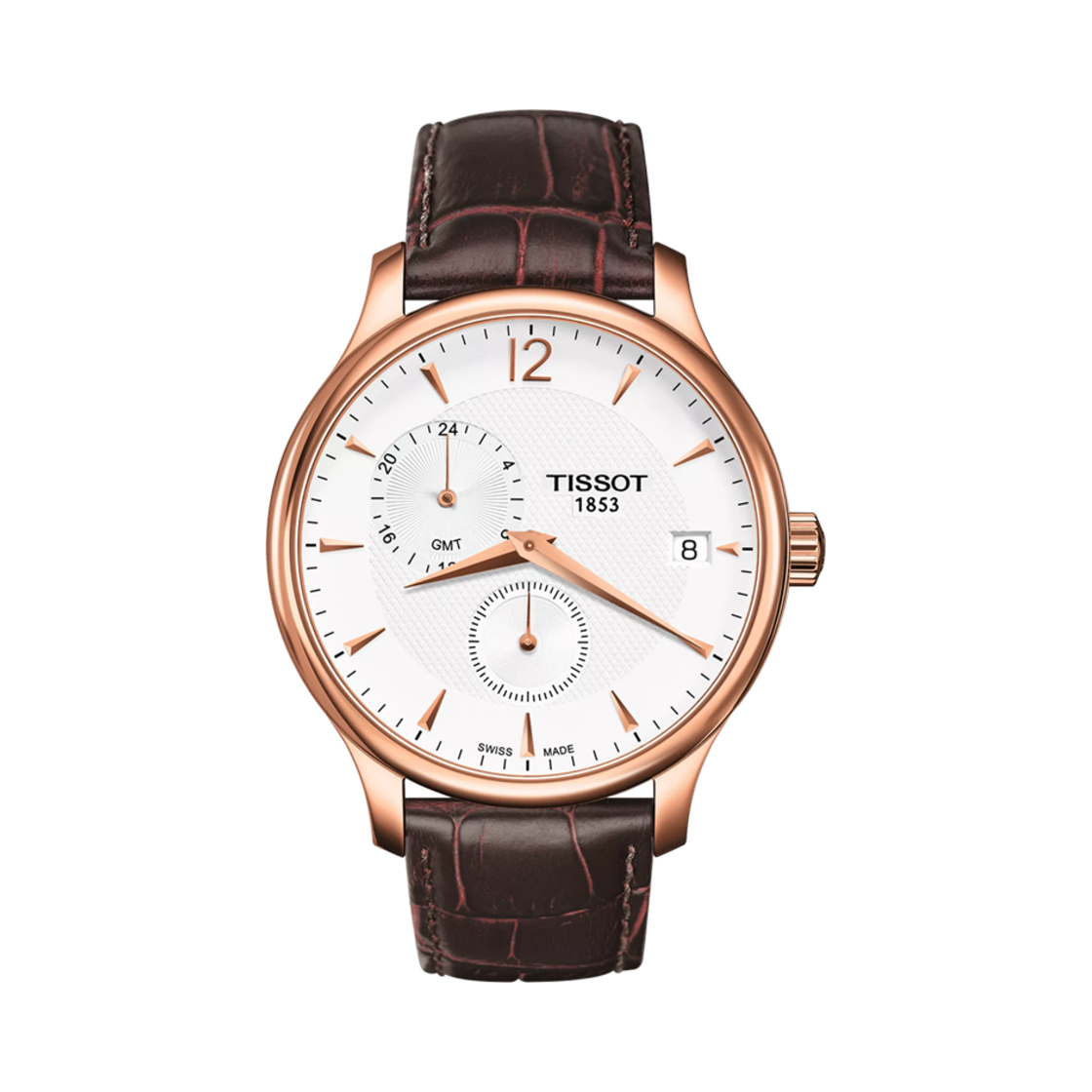 T0636393603700 Tissot Tradition GMT 42mm Quartz Stainless Steel Rose Gold