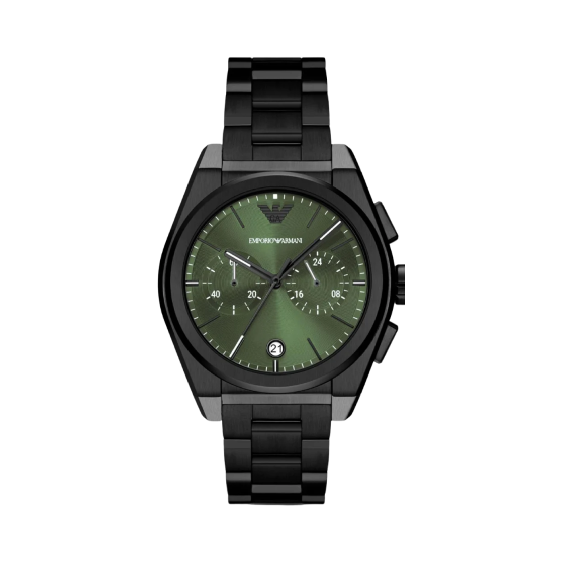 엠포리오 아르마니 쿼츠 쓰리핸드 데이트 크로노그래프 43mm 스테인리스 스틸 그린 블랙(Emporio Armani Quartz Three-Hand Date Chronograph 43mm Stainless Steel Green Black) - 1