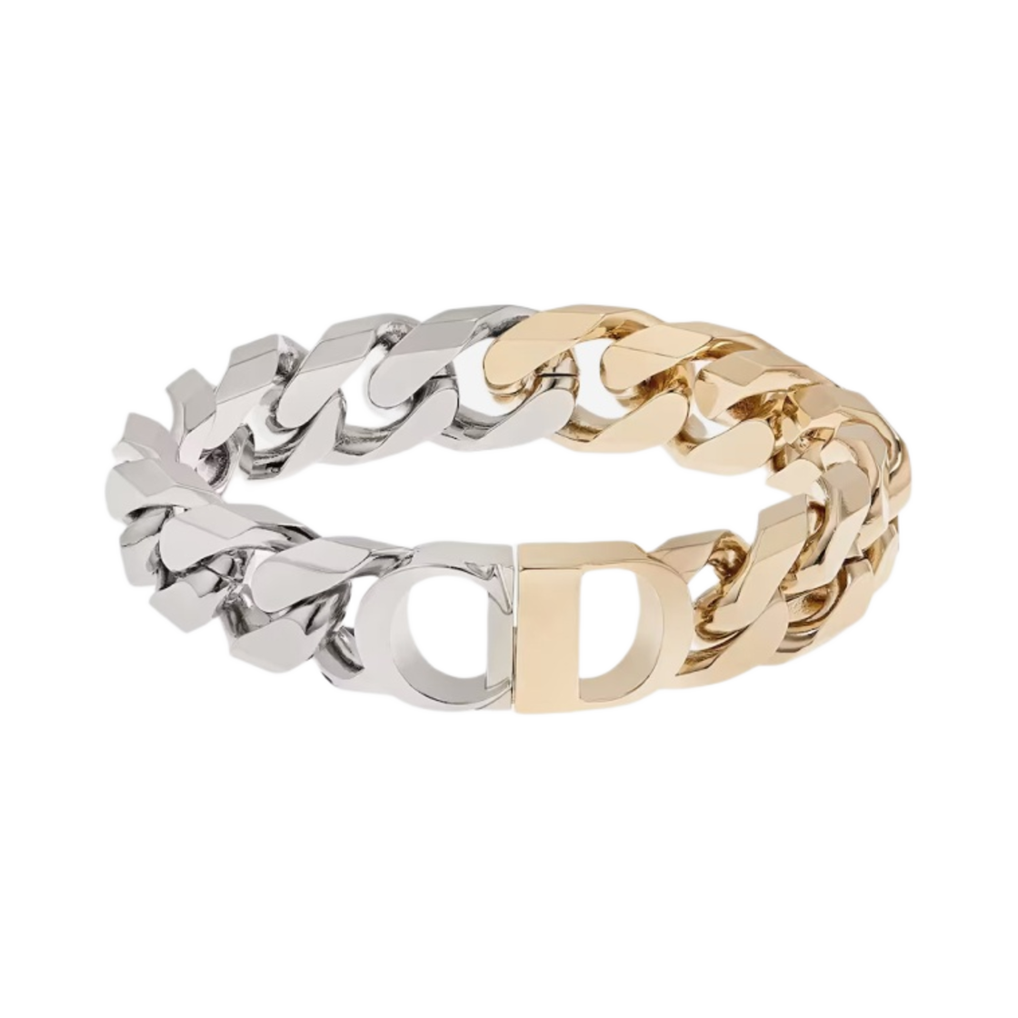 디올 CD 아이콘 체인 링크 브레이슬릿 실버 골드 피니쉬 브래스(Dior CD Icon Chain Link Bracelet Silver Gold Finish Brass) - 1