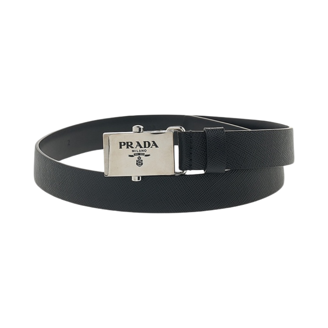 1CC476-053-F0632 (W) Prada Saffiano Leather Belt Black White