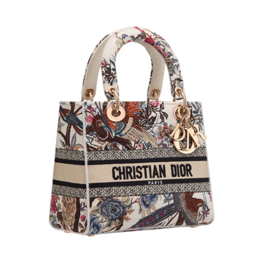 Dior Medium Lady D-Lite Bag Latte Multicolor Jardin D'hiver
