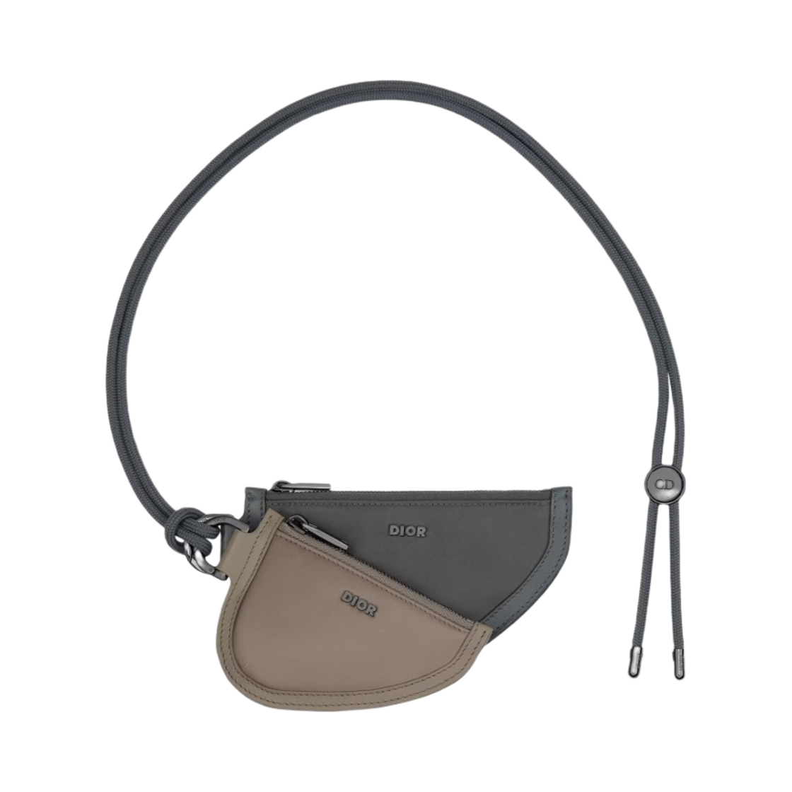디올 새들 더블 파우치 브라운 딥 그레이 업사이클 나일론(Dior Saddle Double Pouch Brown Deep Gray Upcycled Nylon) - 1