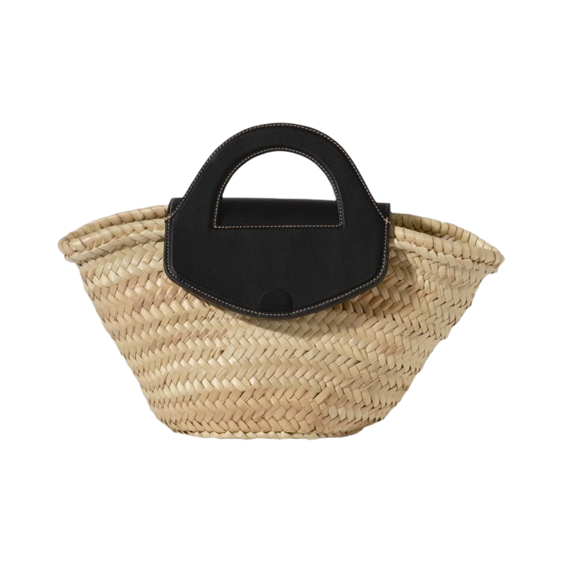 헤레우 알케리아 레더 트림 스트로우 토트백 베이지 블랙(Hereu Alqueria Leather-Trimmed Straw Tote Bag Beige Black)