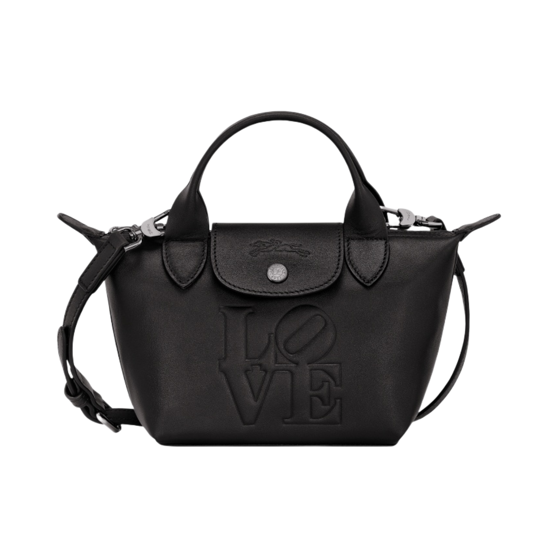 롱샴 x 로버트 인디애나 탑 핸들백 XS 블랙(Longchamp x Robert Indiana Top Handle Bag XS Black)