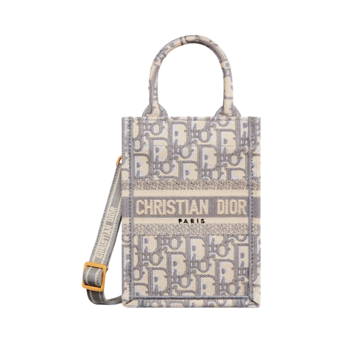 디올 미니 디올 북 토트백 폰 백 그레이 디올 오블리크 자수(Dior Mini Dior Book Tote Phone Bag Gray Dior Oblique Embroidery) - 1