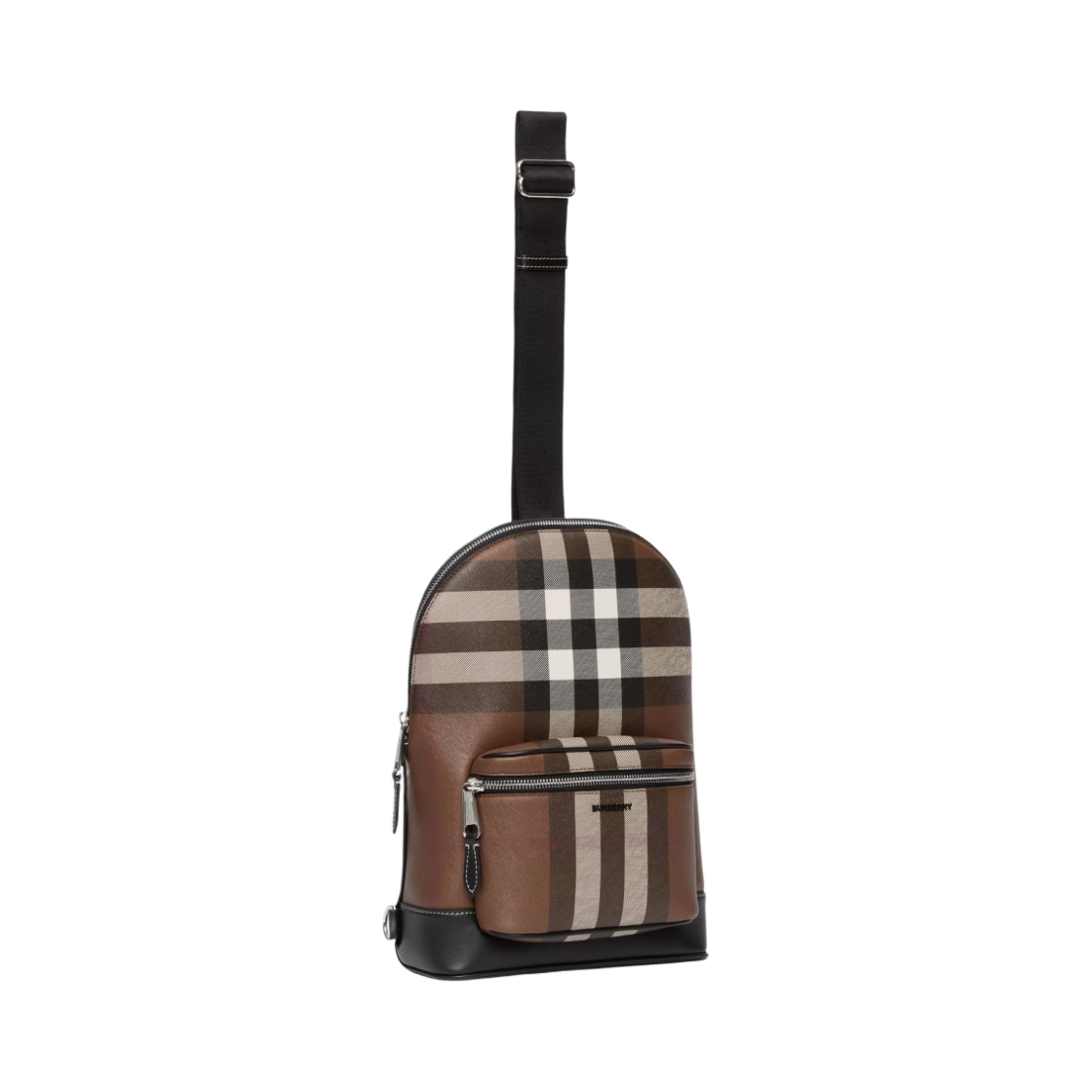 버버리 체크 레더 크로스바디 백팩 다크 버치 브라운(Burberry Check Leather Crossbody Backpack Dark Birch Brown) - 2