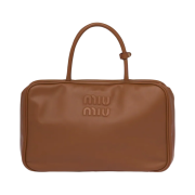 Miu Miu Leather Top Handle Bag Cognac