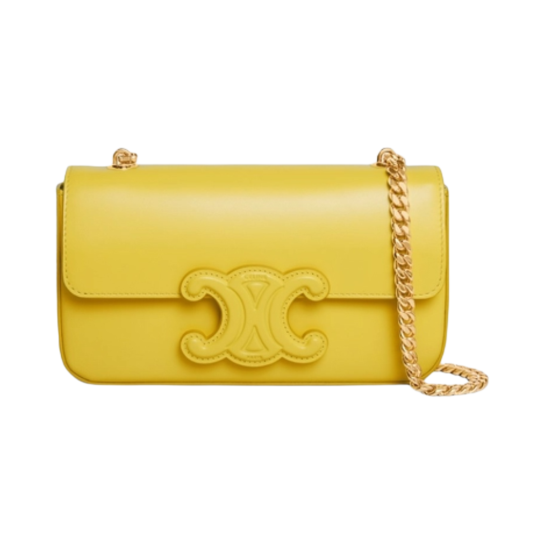 셀린느 퀴르 트리옹프 샤이니 카프스킨 체인 숄더백 시트론(Celine Chain Shoulder Bag Cuir Triomphe in Shiny Calfskin Citron) - 1