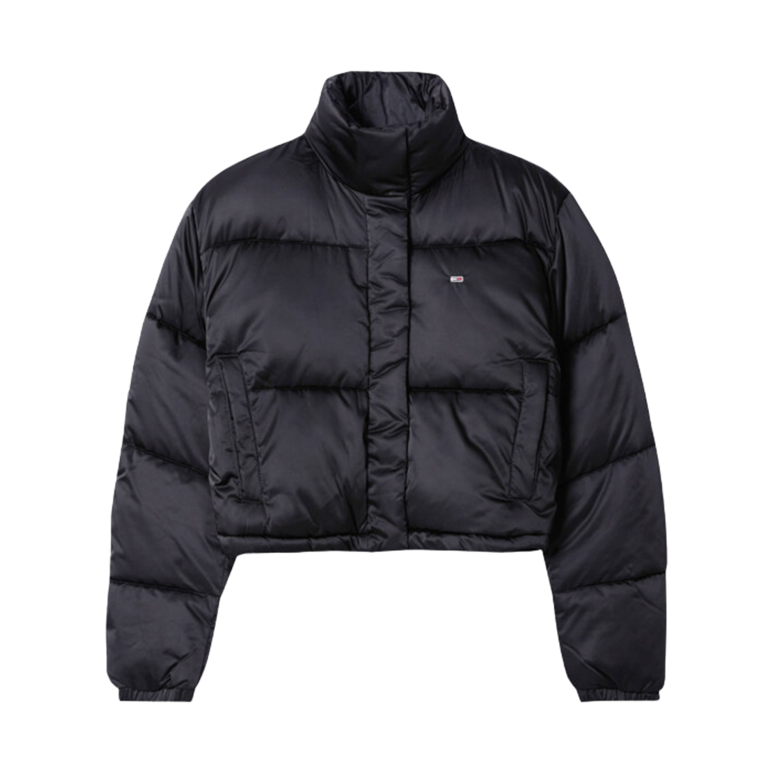 T32E6WJC11TWT1BDS (W) Tommy Jeans Cropped Satin Puffer Black