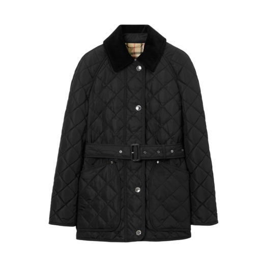 (W) Burberry Diamond Quilted Nylon Jacket Black