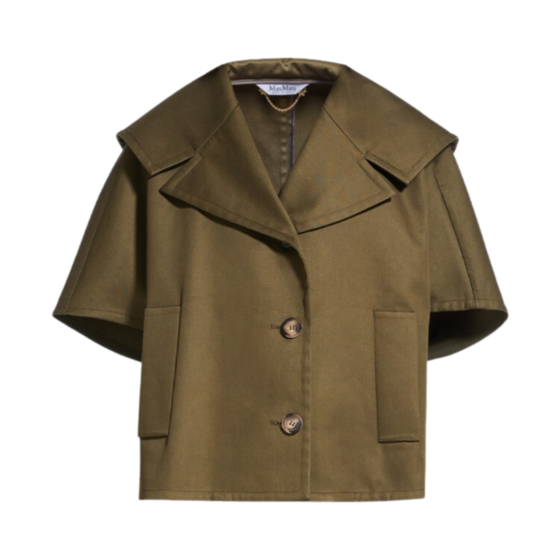 (W) 막스마라 카노사 워터프루프 코튼 케이프 카키((W) Max Mara Canossa Waterproof Cotton Cape Kaki) - 1