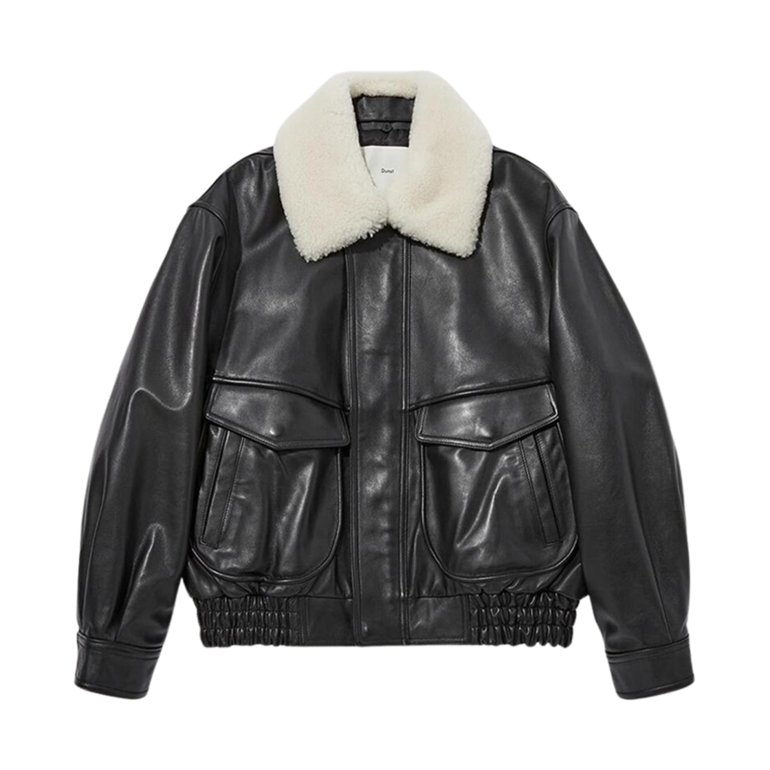 던스트 디태쳐블 셔링 칼라드 레더 블루종 블랙(Dunst Detachable Shearling Collared Leather Blouson Black)