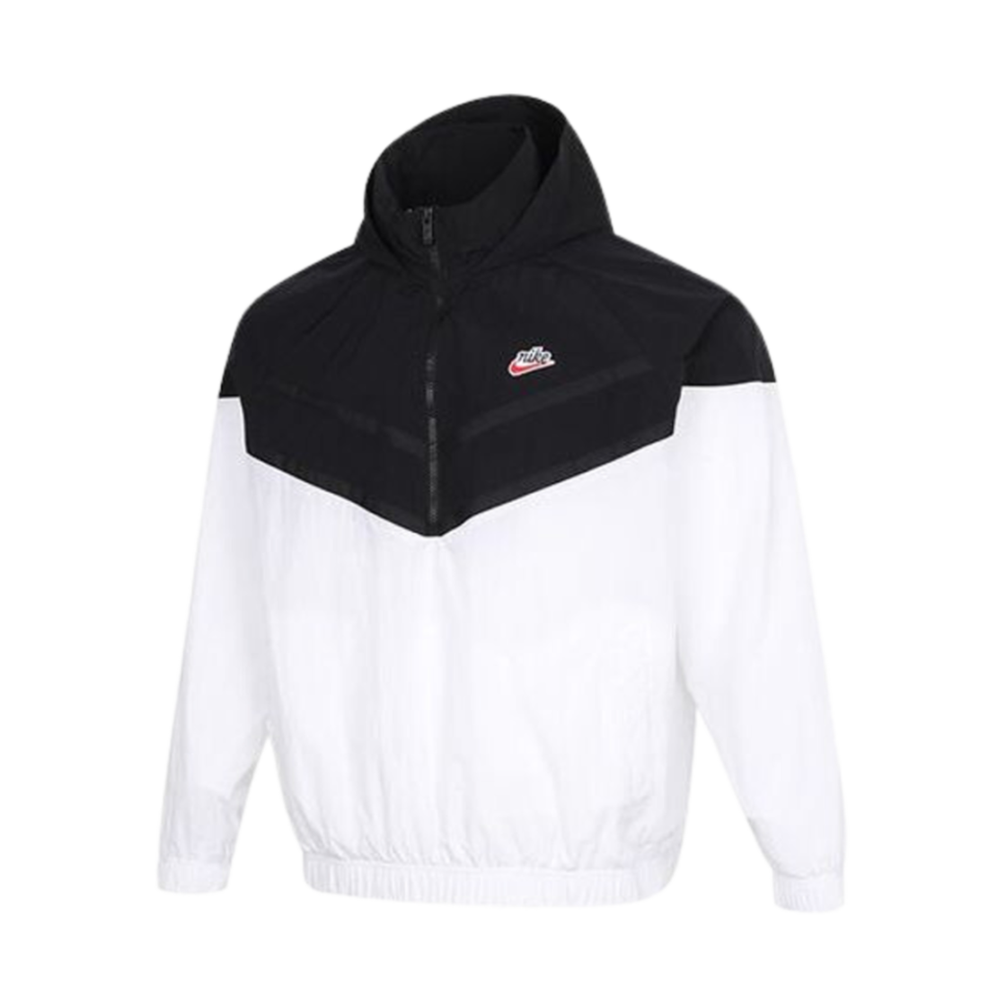나이키 헤리티지 윈드러너 하프 집 후드 자켓 블랙 화이트 - 아시아(Nike Heritage Windrunner Half Zip Hooded Jacket Black White - Asia)