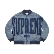 Supreme Washed Knockout Denim Varsity Jacket Washed Blue - 23SS