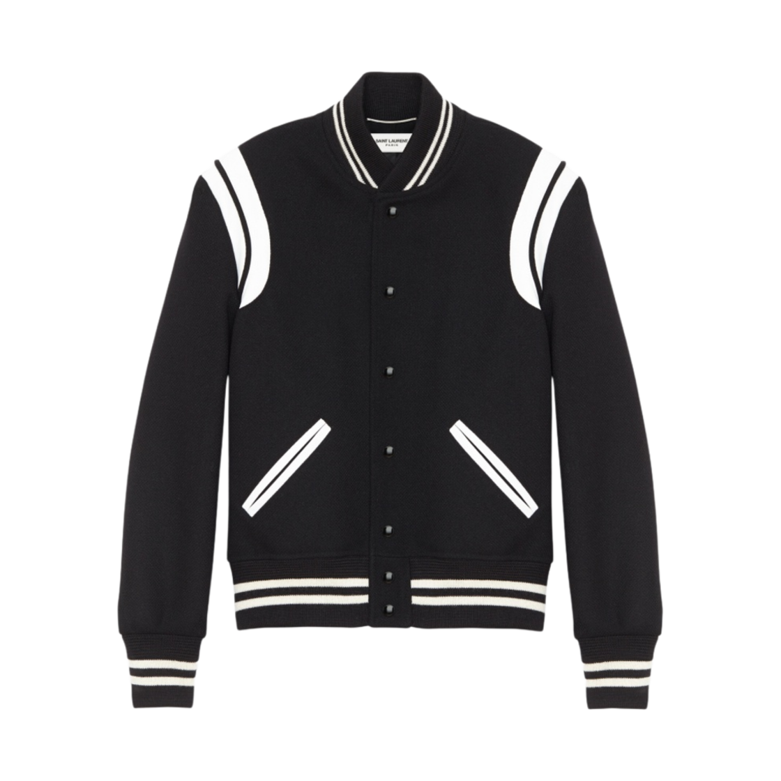 생로랑 울 테디 자켓 블랙 화이트(Saint Laurent Teddy Jacket in Wool Black White)