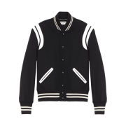 Saint Laurent Teddy Jacket in Wool Black White