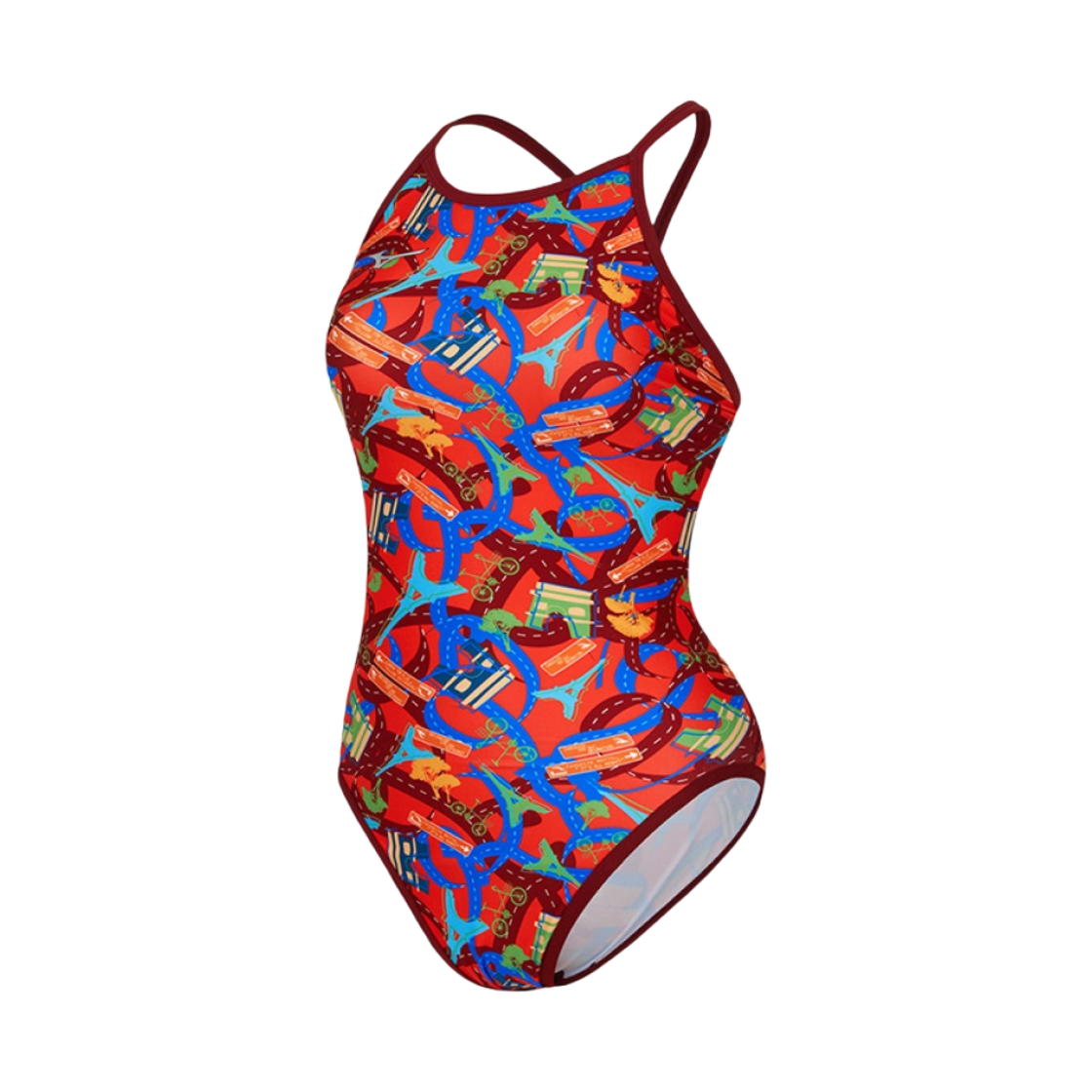 N2MAB26662 (W) Mizuno Exersuit Rikaco Paris Road Stroke Back Swimsuit Red