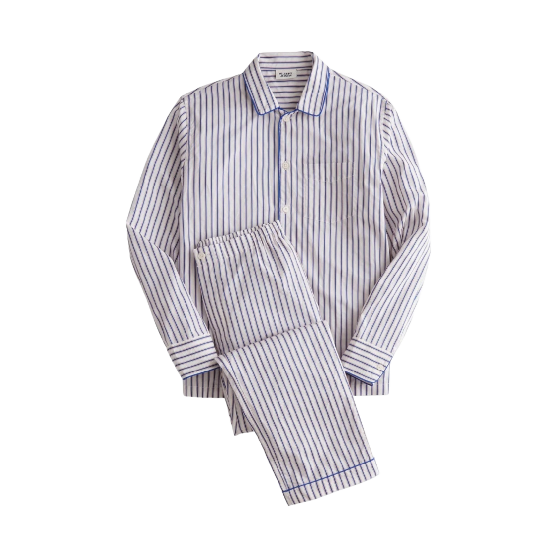 MS001-F1440-108 Sleepy Jones Henry Pajama Set Cream Blue Red Dual Stripe