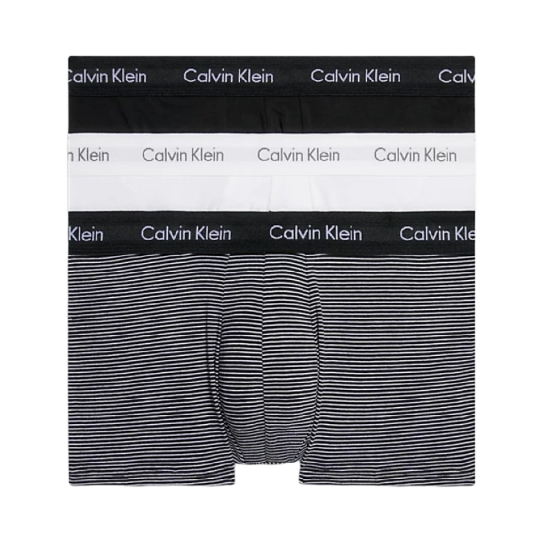 U2664GIOT Calvin Klein Cotton Stretch 3-pack Low Rise Trunk White B&W Stripe Black
