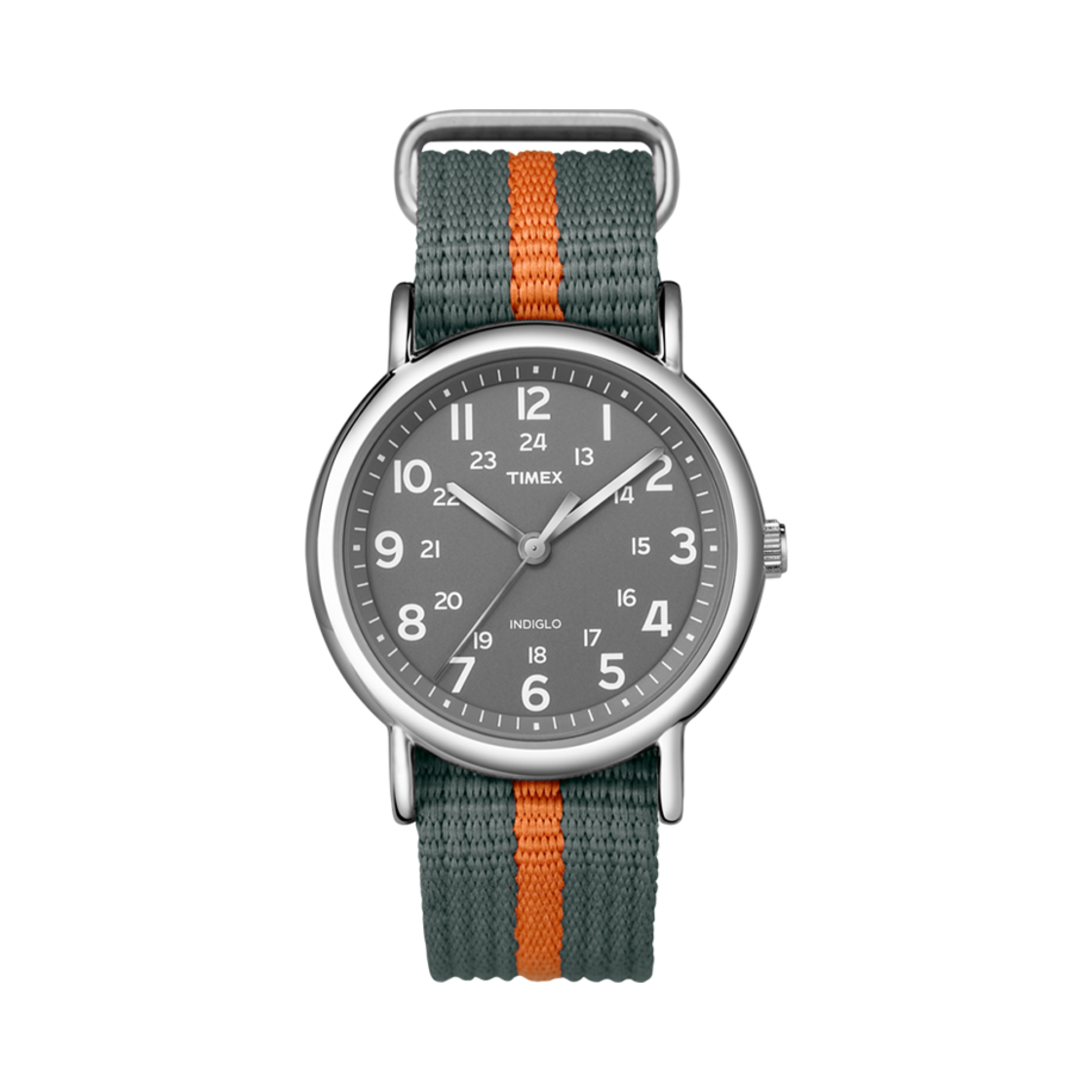 T2N649 Timex Weekender 38mm Nylon Strap Watch Gray Silver Tone