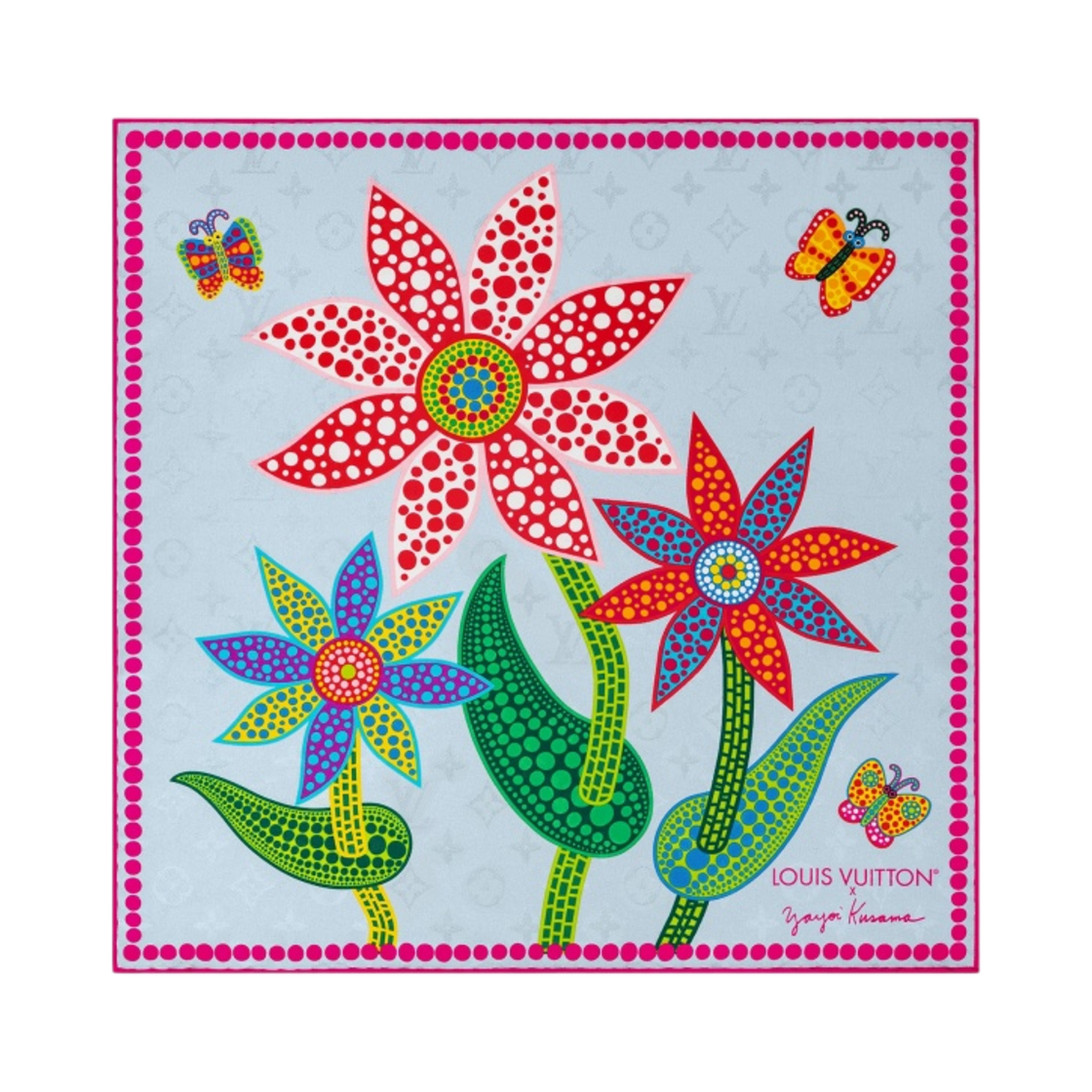 (W) 루이비통 x 야요이 쿠사마 플라워 45 블루((W) Louis Vuitton x YK Flowers Square 45 Blue) - 1