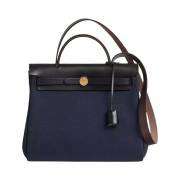 Hermes Herbag Zip 31 Bag Retourne Canvas & Gold Bleu Marine Ebene Noir Bleu Indigo