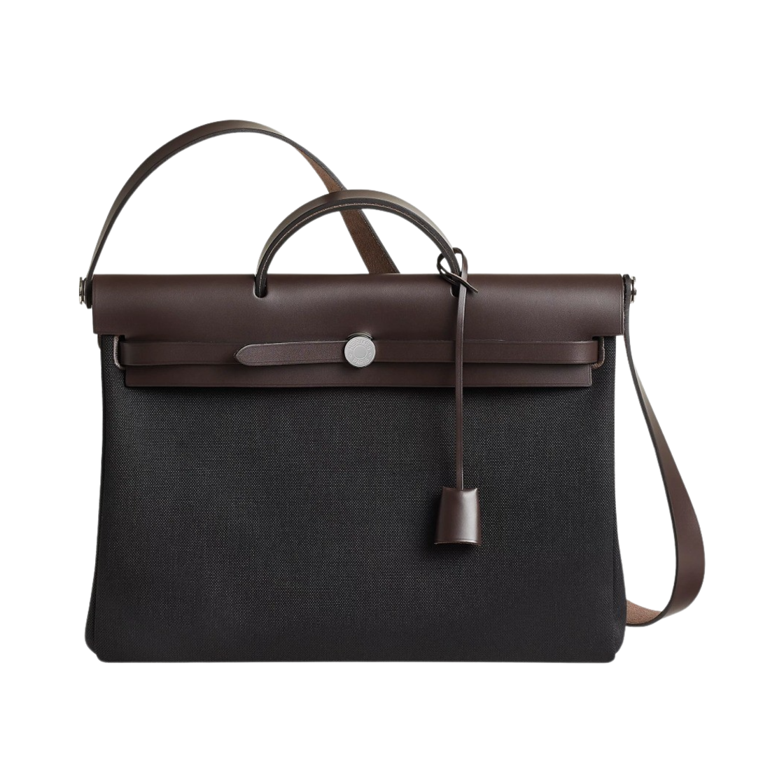 H084489CKAG Hermes Herbag Messenger 39 Bag Military Canvas Hunter & Palladium Noir Ebene