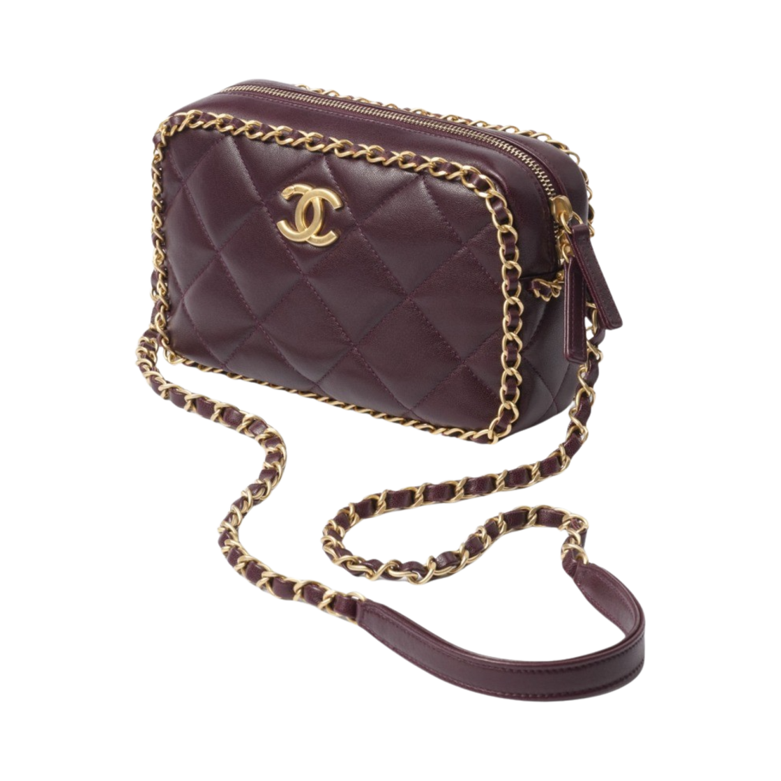 샤넬 스몰 카메라 케이스 램스킨 & 골드 메탈 버건디(Chanel Small Camera Case Lambskin & Gold Burgundy) - 2