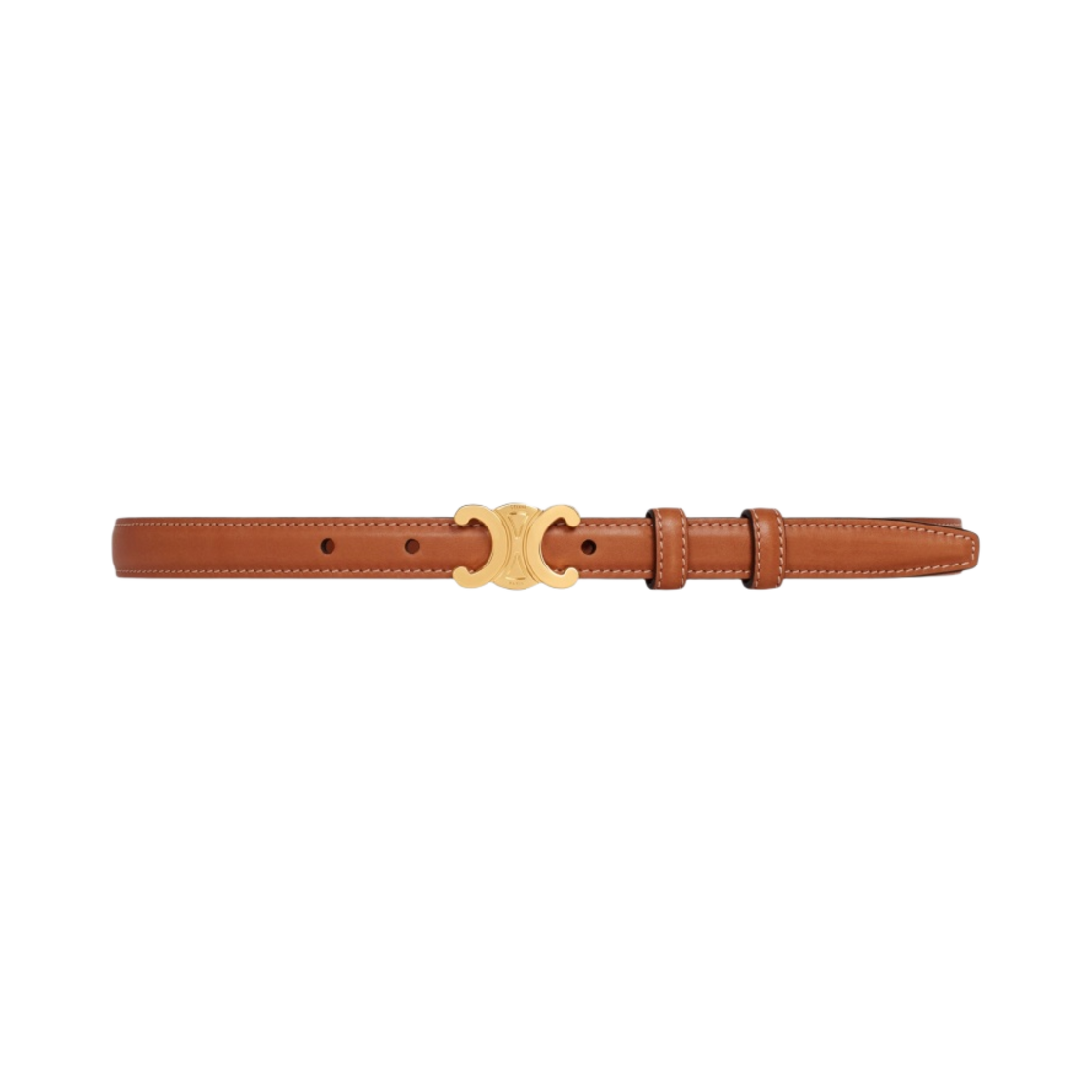 (W) 셀린느 내츄럴 카프스킨 스몰 트리옹프 벨트 탄((W) Celine Small Triomphe Belt in Natural Calfskin Tan)