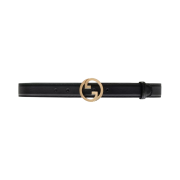 (W) Gucci Blondie Leather Belt Black