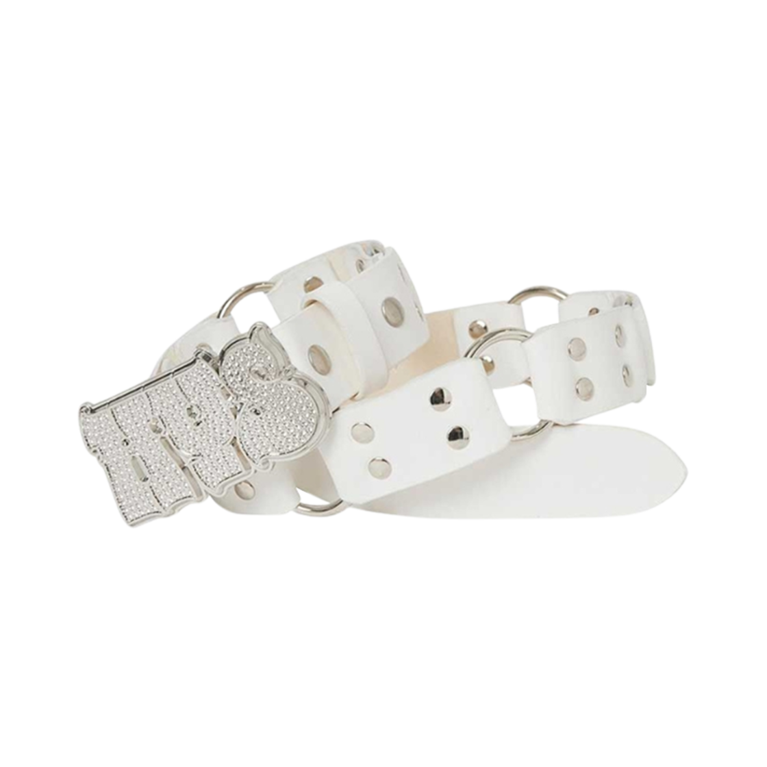 (W) 히스테릭 글래머 힙노타이즈드 로고 링 레더 벨트 화이트