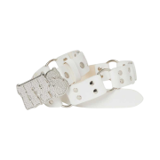 Hysteric Glamour Hypnotized Logo Ring Leather Belt White