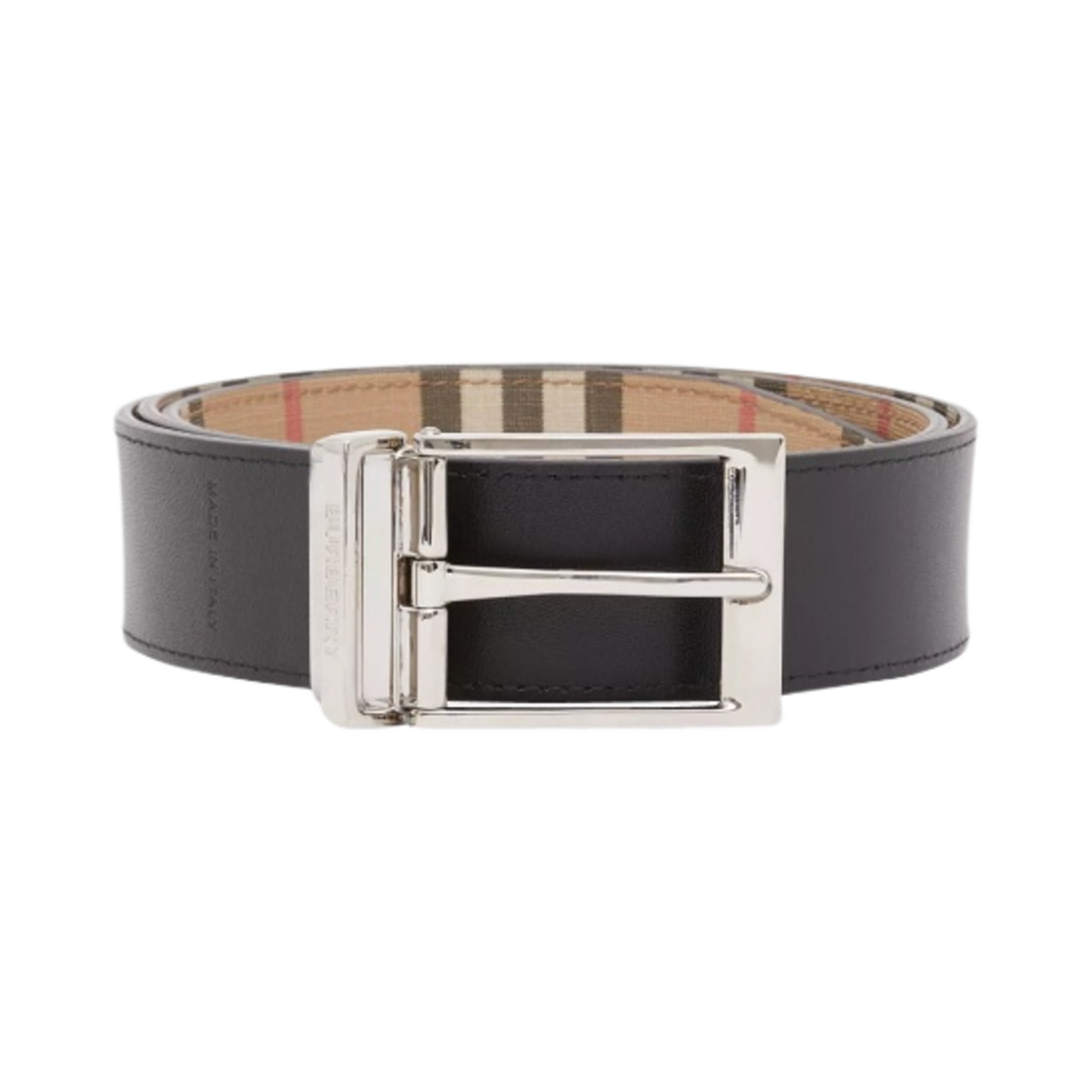 버버리 리버시블 빈티지 체크 레더 벨트 아카이브 베이지 블랙(Burberry Reversible Vintage Check and Leather Belt Archive Beige Black) - 3