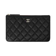 Chanel Small Classic Pouch Grained Calfskin & Gold Black