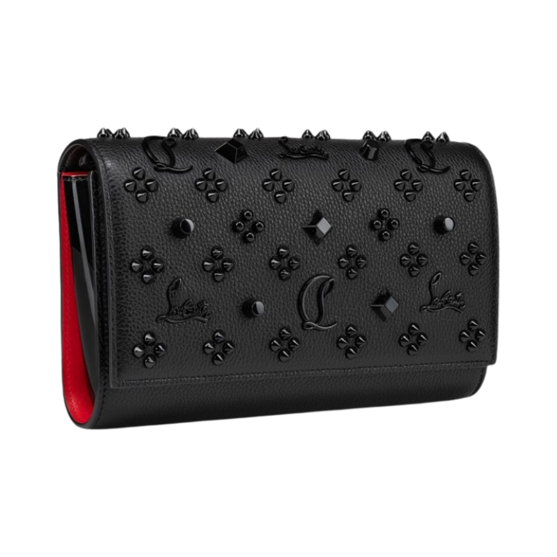 크리스찬 루부탱 팔로마 카프 레더 그로그랭 메탈릭 체인 스트랩 클러치 블랙(Christian Louboutin Paloma Calf Leather Grosgrain Metallic Chain Strap Clutch Black) - 2
