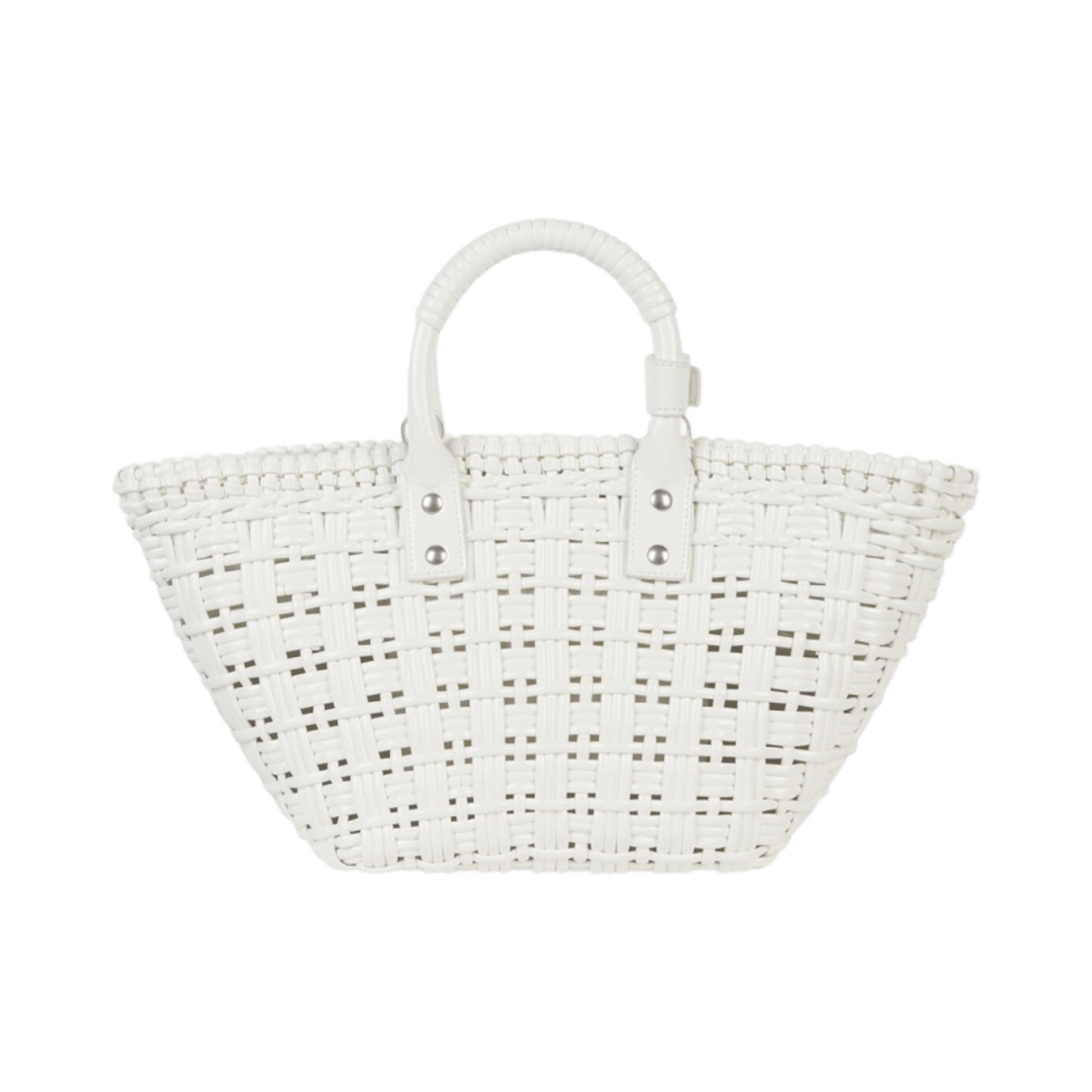 발렌시아가 바니시드 페이크 카프스킨 비스트로 XS 스트랩 베스킷 화이트(Balenciaga Varnished Fake Calfskin Bistro XS Strap Basket White) - 3