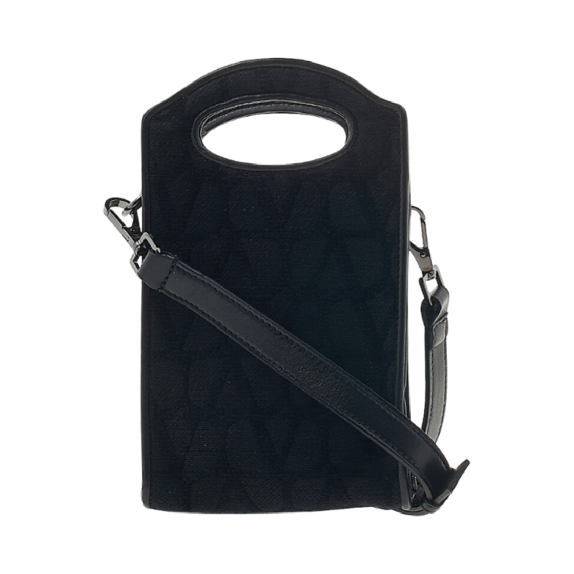 P0U40QKD0NO Valentino Mini Crossbody Bag with Toile Iconographe Print and Leather Details Black