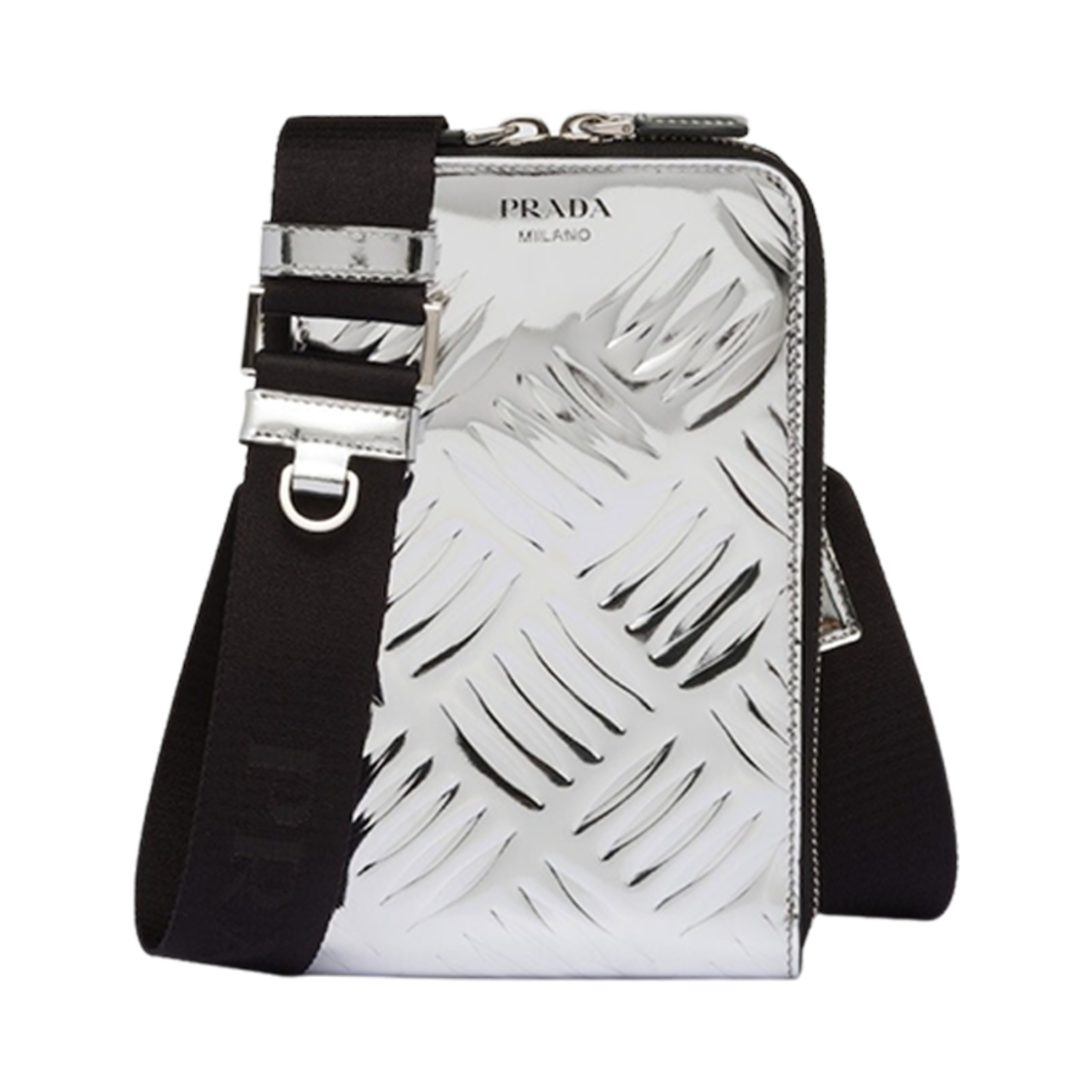 프라다 브러쉬드 레더 스마트폰 케이스 실버(Prada Brushed Leather Smartphone Case Silver) - 1