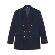 Gucci Cotton Gabardine Jacket with Label Dark Blue