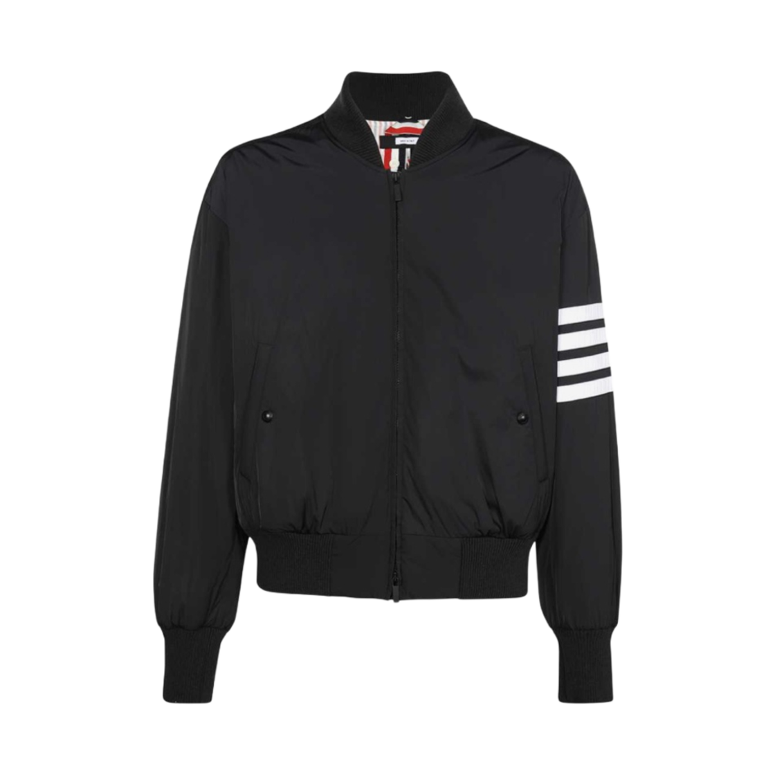 MJD103X-07259-015 Thom Browne Poly Twill 4-Bar Oversized Knit Down Blouson Jacket Charcoal