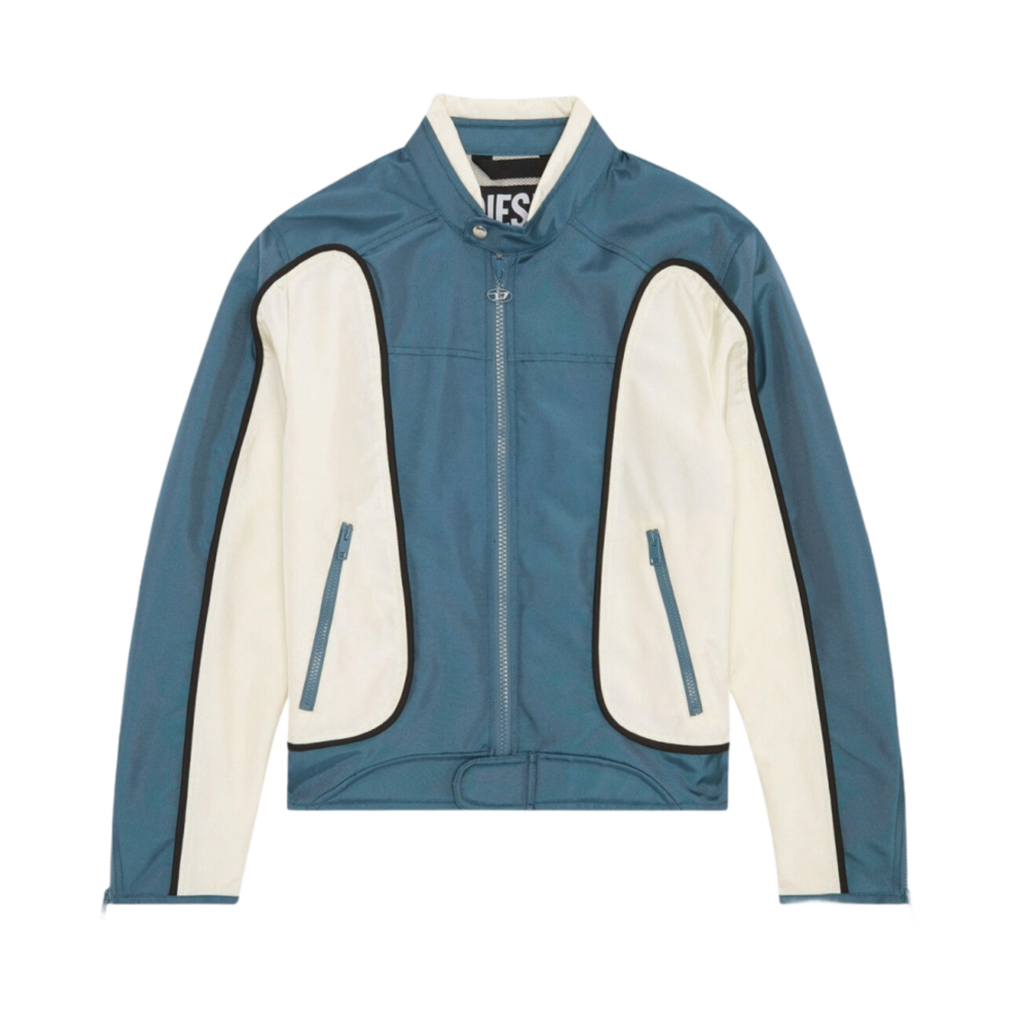 디젤 J-블링크 컬러블록 나일론 바이커 자켓 블루 화이트