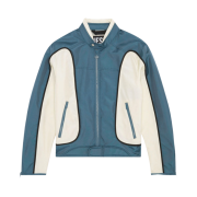 Diesel J-Blink Biker Jacket in Colour-Block Nylon Blue White