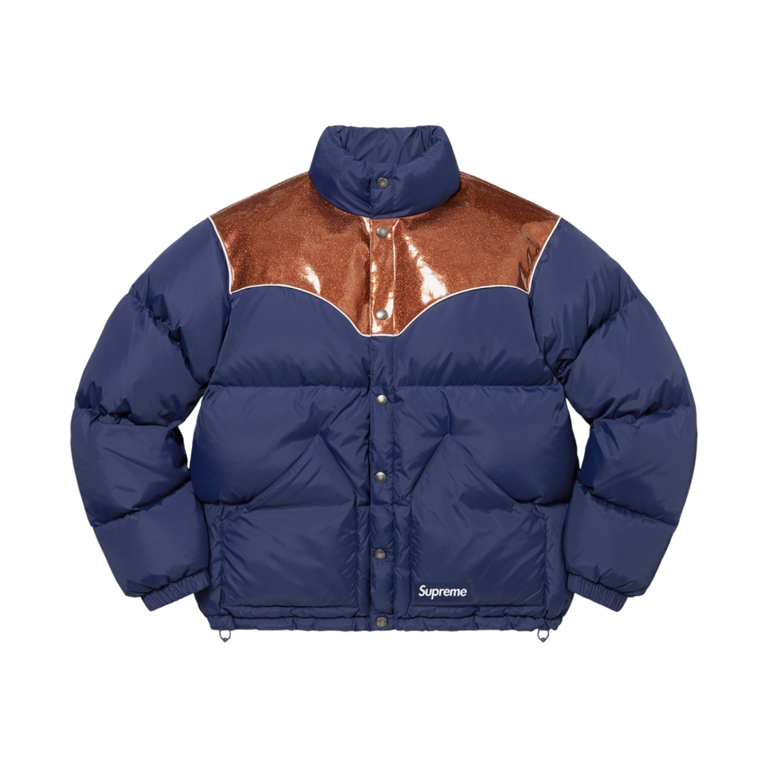슈프림 글리터 요크 다운 퍼퍼 자켓 네이비 - 22FW