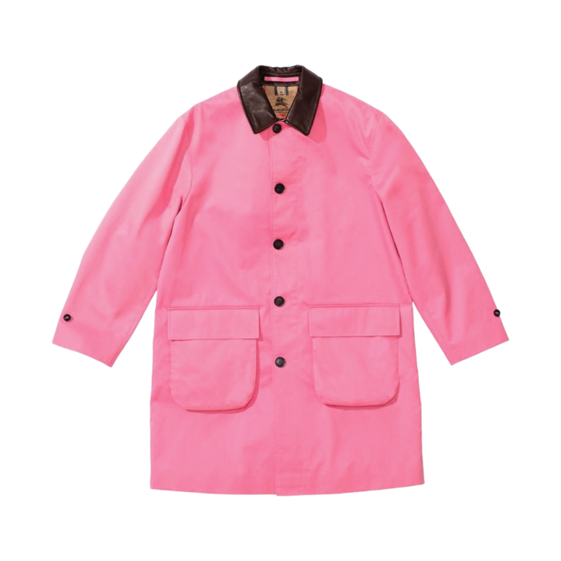 슈프림 x 버버리 레더 칼라 트렌치 핑크 - 22SS