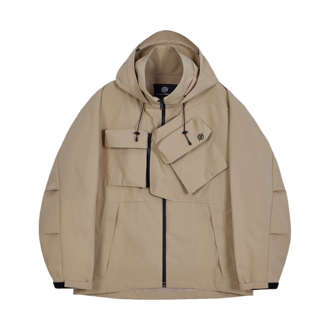 KB1JK1067MBG KALA PATTHAR 3Layer Offset Zip Pocket Hooded Jacket Beige
