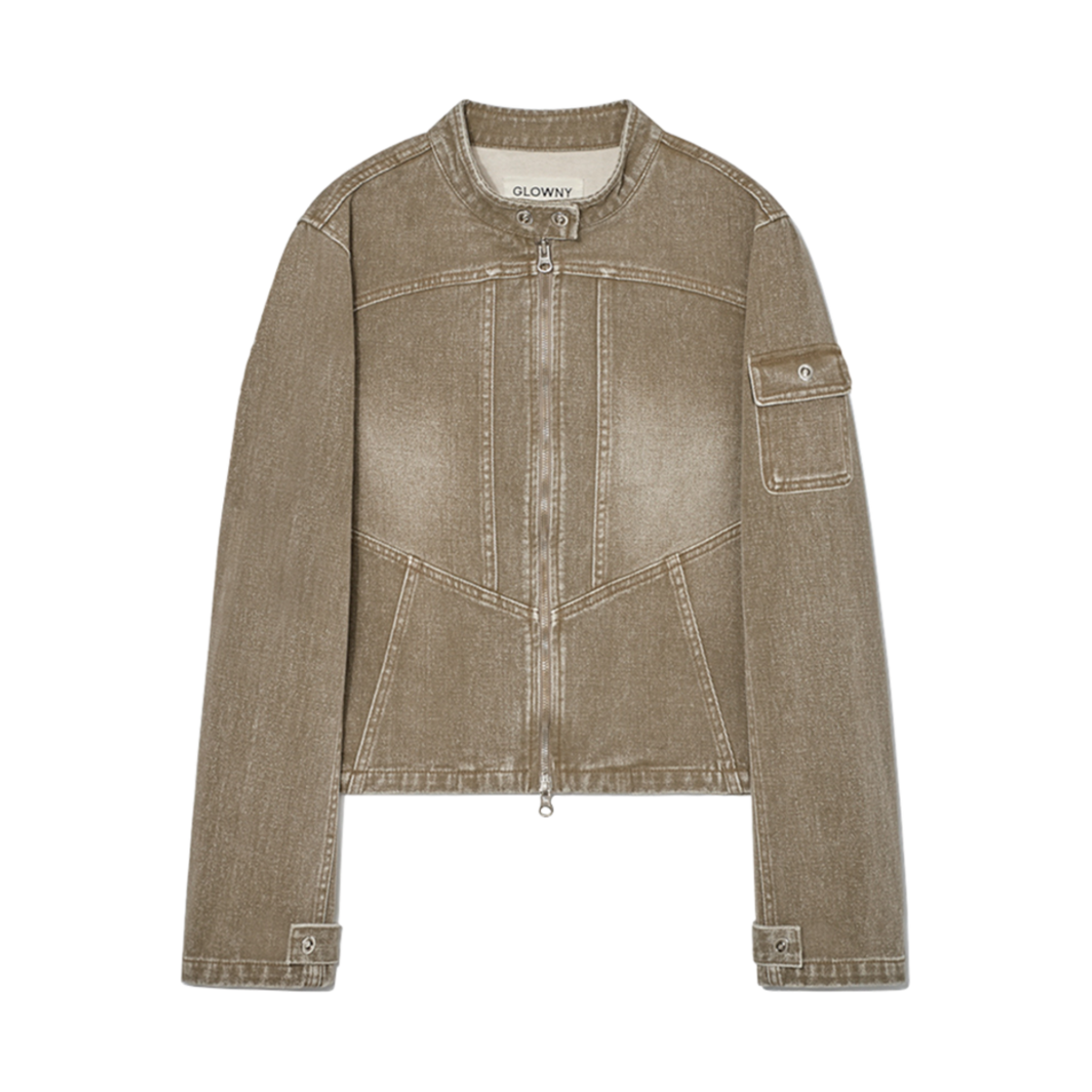 - (W) Glowny Bones Denim Jacket Khaki Brown