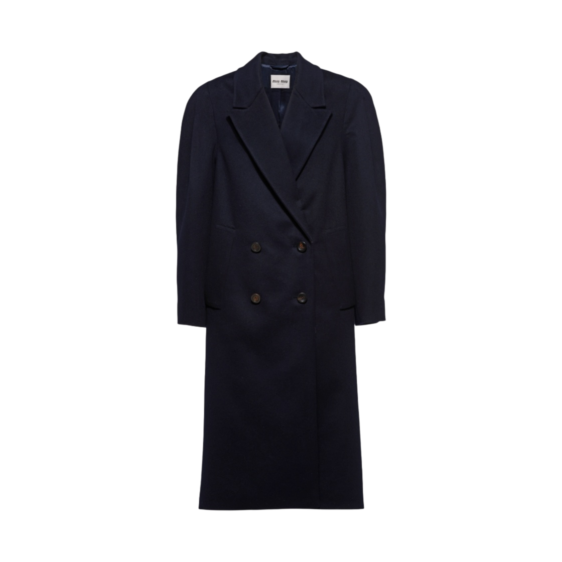(W) 미우 미우 더블 브레스티드 벨루어 코트 블루((W) Miu Miu Double Breasted Velour Coat Blue) - 1